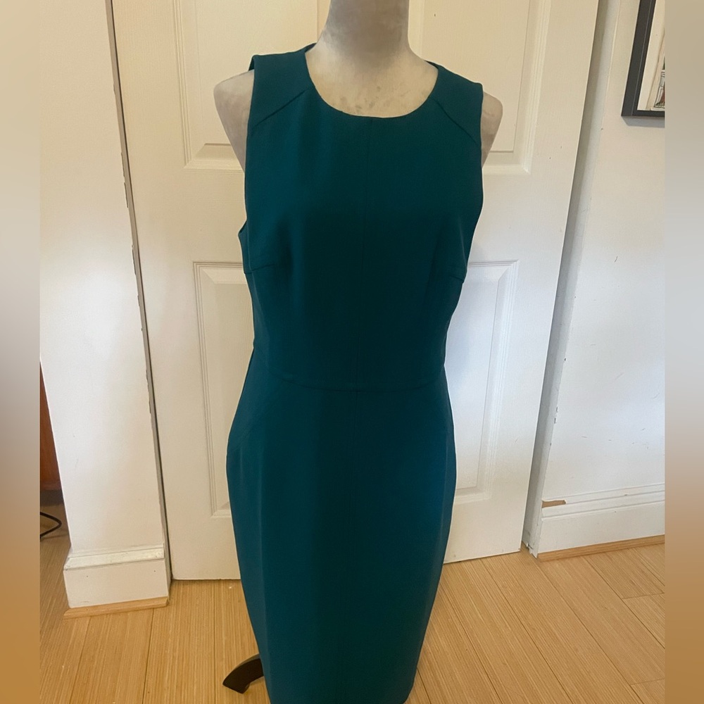 Trina Turk Teal Sleeveless Midi Sheath Dress